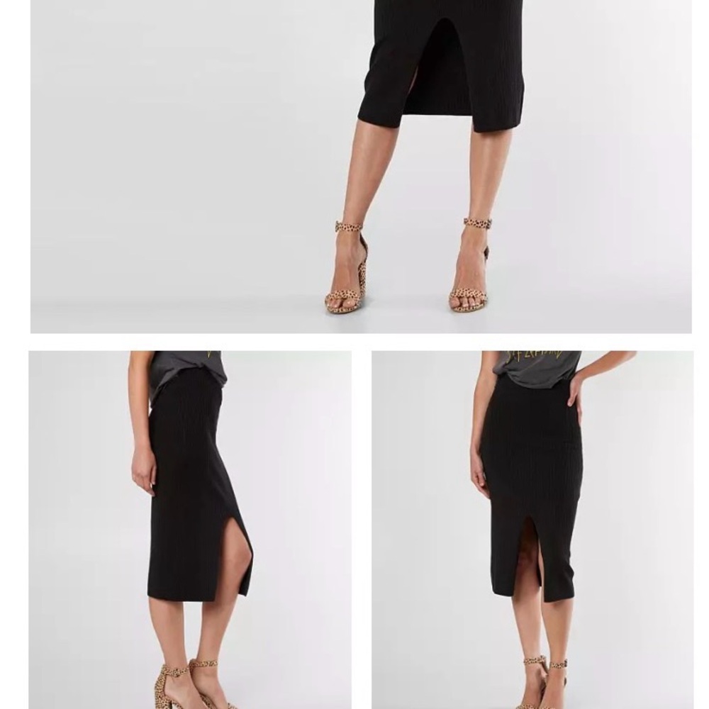Free People Classic Ivory Ribbed Midi Skirt